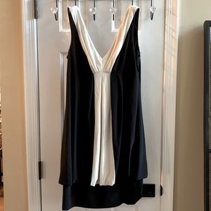 Ladies size 12 dress, draped back, black/cream